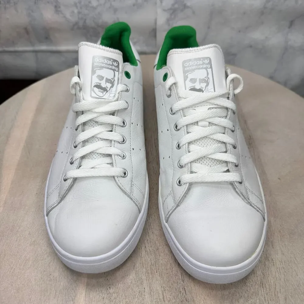 Adidas Stan Smith Men’s 11 White Green Leather Sneakers Classic Clean EVV 791002 - Picture 2 of 12